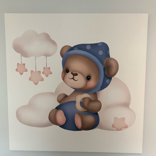 Canvas painting like new with teddy bear 80x80 cm