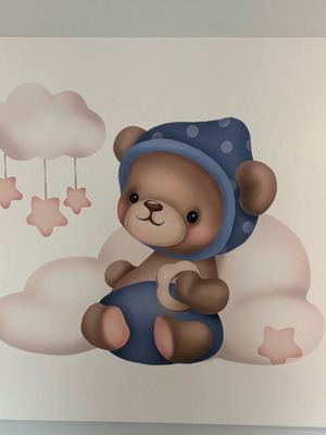 Canvas painting like new with teddy bear 80x80 cm