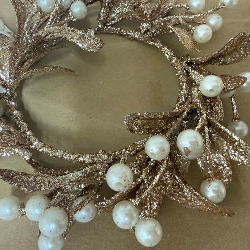 Christmas decorative wreaths rose gold with pearls, new