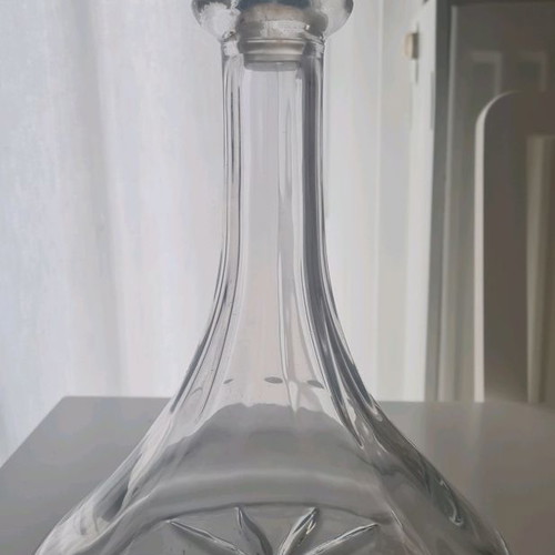 Bohemian crystal wine decanter like new, 2 kg, 30 cm height