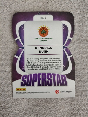 Kendrick Nunn Superstar Insert Euroleague Contenders 25-26