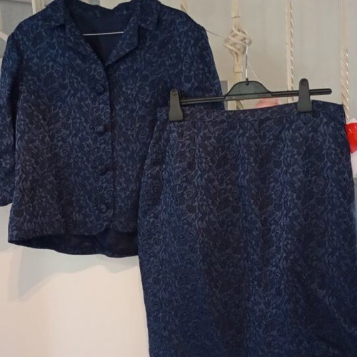 Handmade brocade suit 60s like new, blue, Nathanail