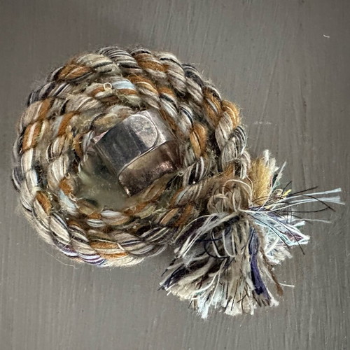 90s Handmade Adjustable Statement Ring with Woven Threads Boho Style