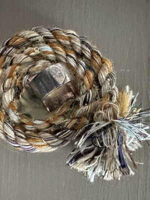 90s Handmade Adjustable Statement Ring with Woven Threads Boho Style