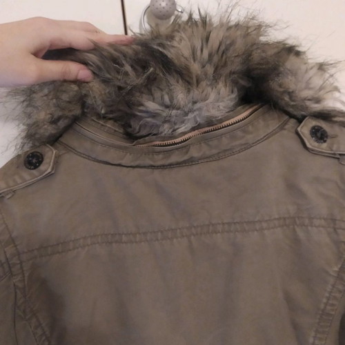 Maison Scotch women's military jacket used, green with detachable fur collar