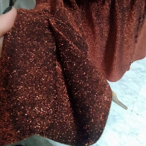 Metallic glitter dress new brick red with decorative buttons