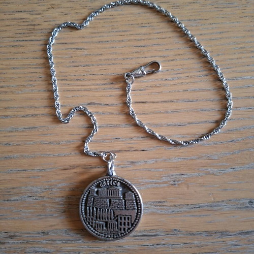 Vintage collectible set with 1989 charm, Acropolis keychain and Planet Bowling token like new