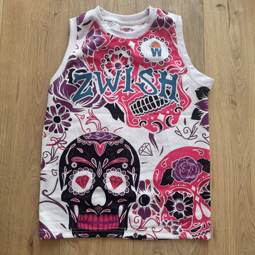 Zwish Skull Mesh Basketball Tank Top XS like new, colorful Y2K streetwear