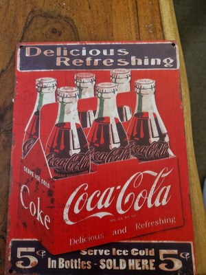 Дървена табела Coca Cola 20x15см нова