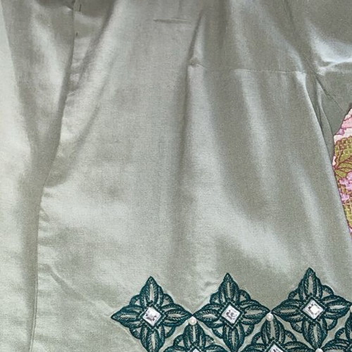 Vintage linen jacket in pistachio color with embroidery, like new, size L