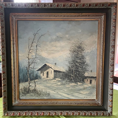 Winter oil painting by Dimitrios Vergidis like new, signed