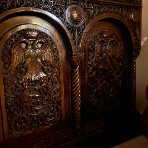 Religious wood carving used 19th century, Byzantine inspiration, Attica