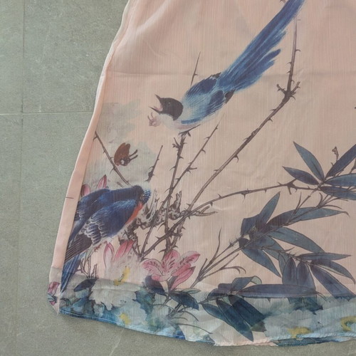 Romantic Pink Asian-Inspired Chiffon Dress Size S like new