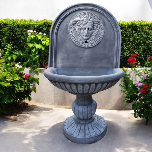 Versace Concrete Garden Wall Fountain New, Gray and White