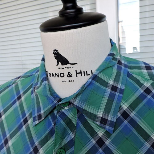 Vaude Men's Check Short Sleeve Shirt XL used, green and blue