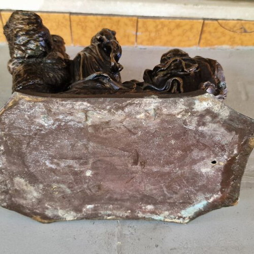 Bronze sculpture of three children putti, used