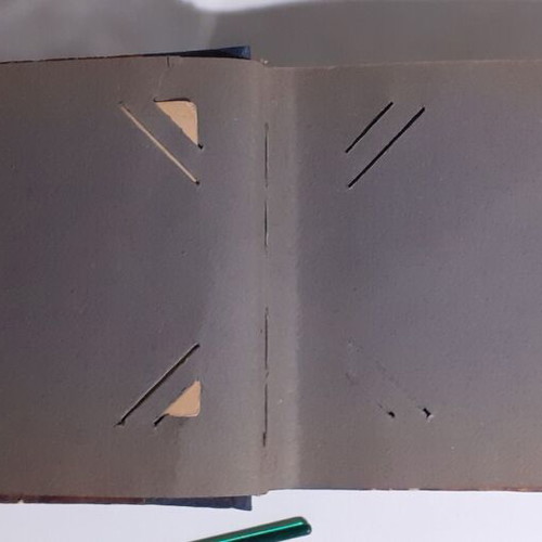 Old photo album with leather spine and embossed cover