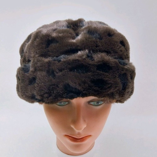 Women's winter hat made of faux fur like new, brown and black