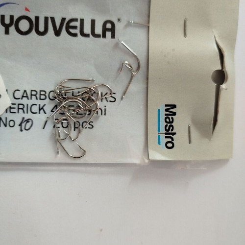 Youvella No 10 fishing hooks new, pack of 20