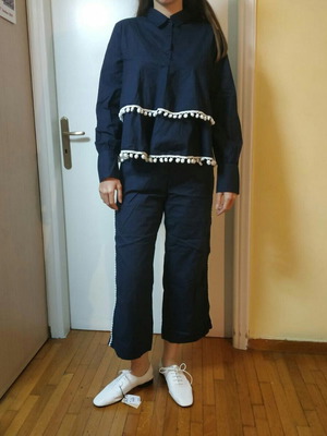 Navy Blue Mango Shirt and Pants Set New