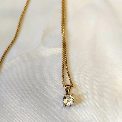 Minimal pendant with sparkling rhinestone and two gold chains, new