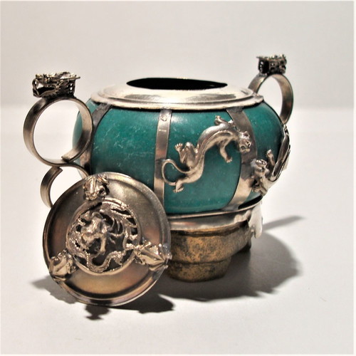 Asian antique tea vessel used, made of nephrite mineral