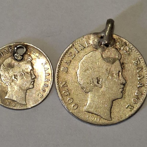Greek silver coins King Otto set used for jewelry craft
