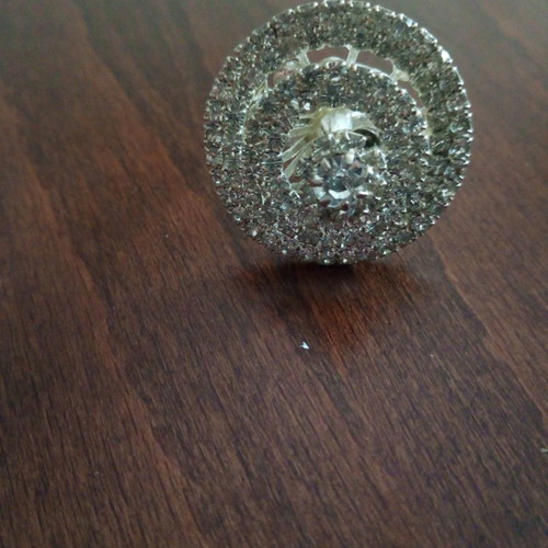Cocktail spiral ring silver with crystals used