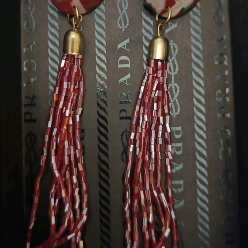 Handmade earrings from clay and beads new, unworn