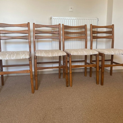 Vintage dining chairs set of 4 used, solid beech and oak wood