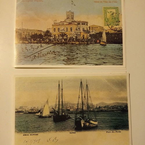 Vintage greeting cards with Piraeus themes, set of 4