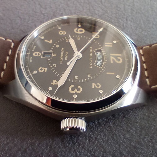 Hamilton Khaki Field Day Date Automatic 42mm watch like new, black and silver