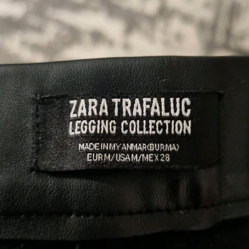 Zara Black Faux Leather Leggings Medium New