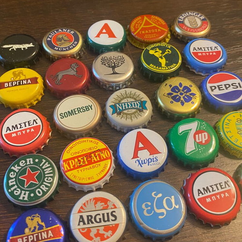 Beer and soda bottle caps used, pack of 25