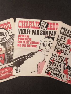 Charlie Hebdo satirical magazine used, 3 issues from 1978