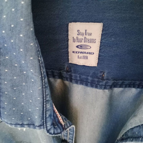 Edward men's denim shirt used, size M-L, blue