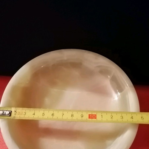 Alabaster fruit bowl set like new with decorative grapes and eggs
