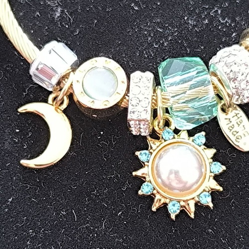 Charm Style Bracelet with Sun, Moon and Crystals new