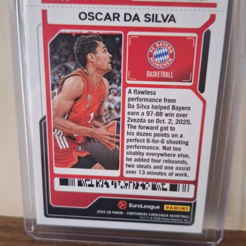 Oscar da Silva Game Ticket Panini Contenders 2025-26 like new