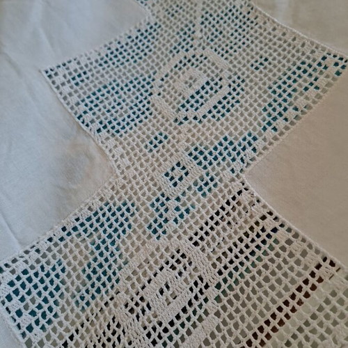 Tablecloth white mercerized cotton fabric 170x220 with cutwork and embroidery