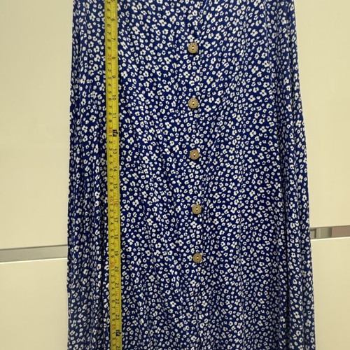 Blue floral midi skirt size S like new with decorative buttons