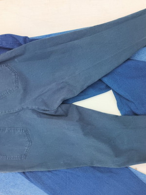 Prenatal women's jeans medium size, used, black and dark blue, maternity elastic waist