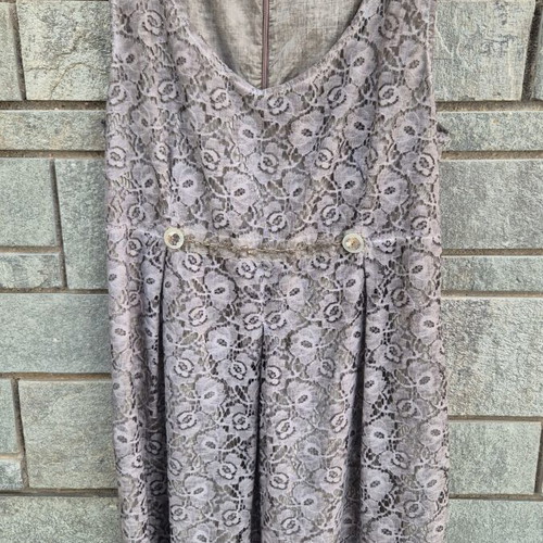 Italian dress and jacket set, grey beige lace