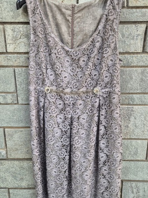 Italian dress and jacket set, grey beige lace