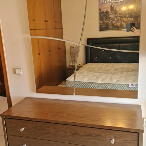 Konsolakis luxury bedroom set with solid wood and leather upholstery