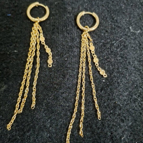 Coquette Y2k stainless steel earrings with chains like new, gold