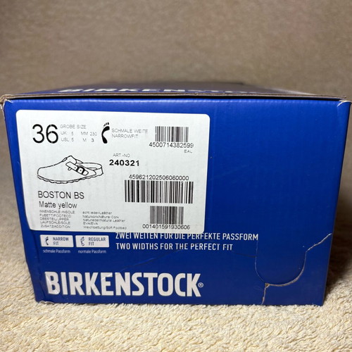 Birkenstock Boston BS Matte Yellow Soft Footbed Clogs size EU 36 like new