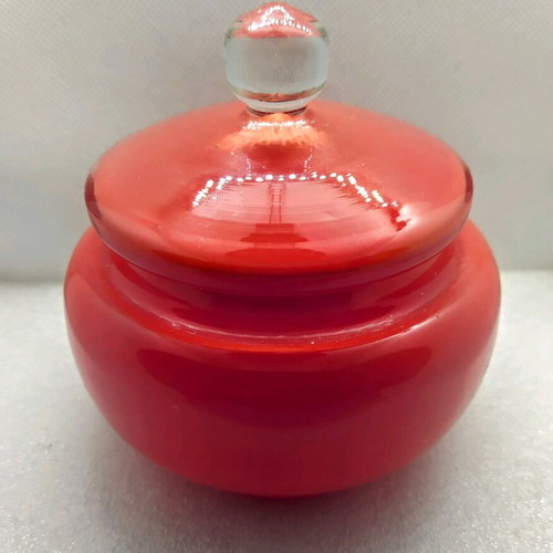 Vintage red glass fondantière from the 1950s like new