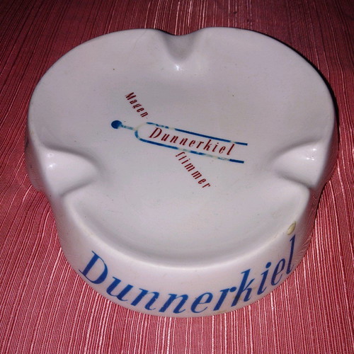 Dunnerkiel porcelain ashtray used, old collectible