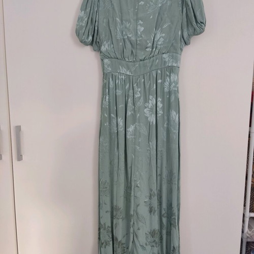 Zara satin dress green mint green XS new for wedding and baptism